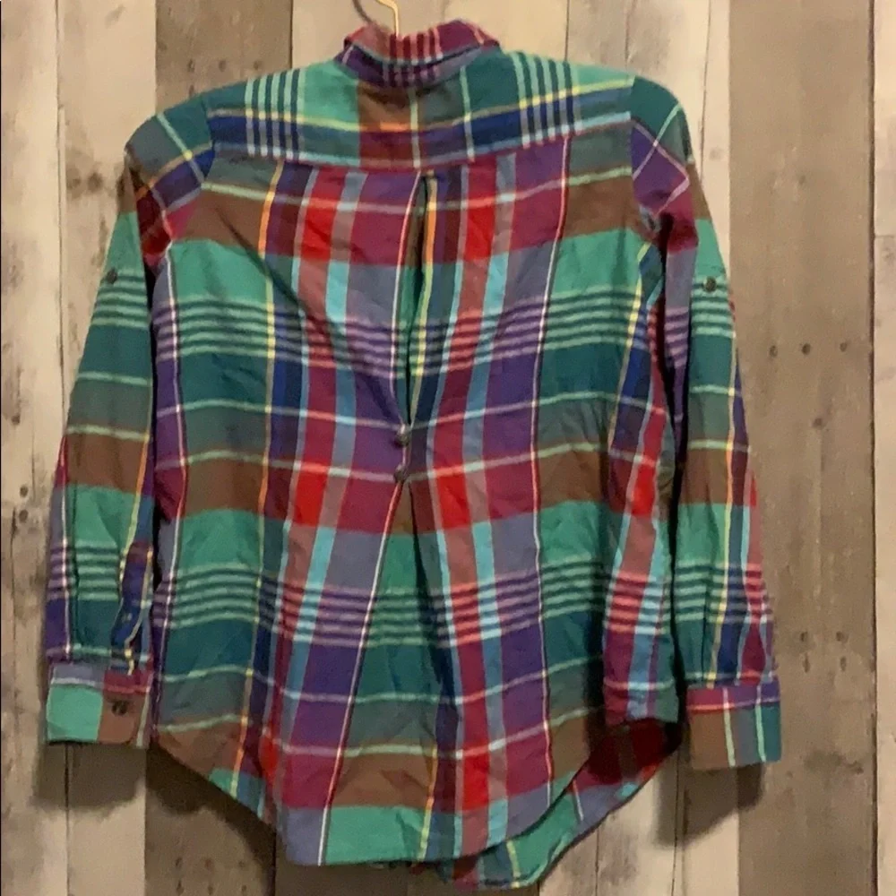 Ralph Lauren Colorful Plaid Girls pintucked blouse